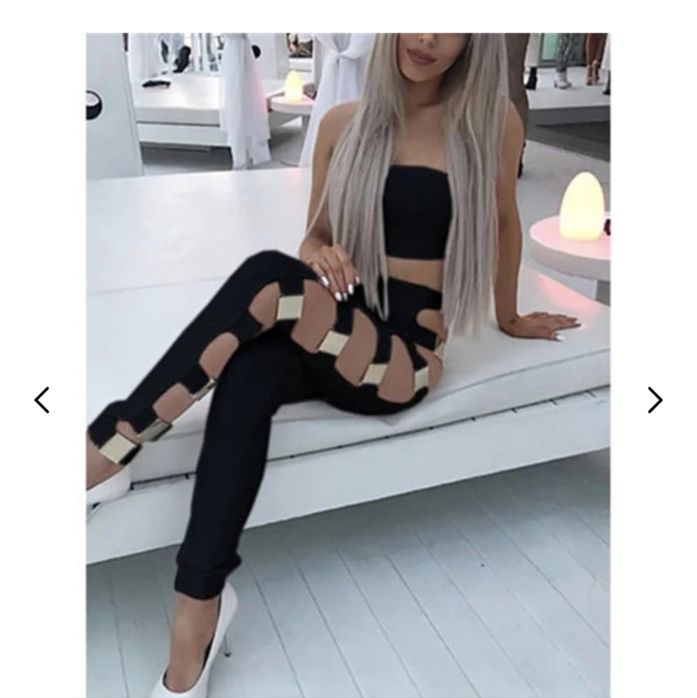 Leggings Fashion Nova Gold Sras Women's Pants Size XL good condition - Picture 8 of 11